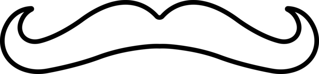 Mustache Black silhouette icon in line. isolated on transparent background.