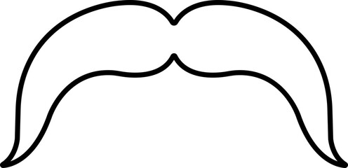 Mustache Black silhouette icon in line. isolated on transparent background.