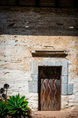 rustic door at mission in San Juan Capistrano