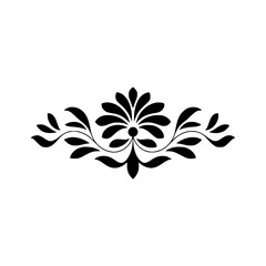Obraz premium Elegant Floral Motif, Black Silhouette, White Background