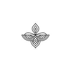 Minimalist Floral Line Art Logo in Black & White: Geometric Design