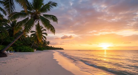 Fototapeta premium Golden Hour Paradise AI Generated