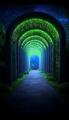 Fototapeta premium Luminous Garden Archway at Night.