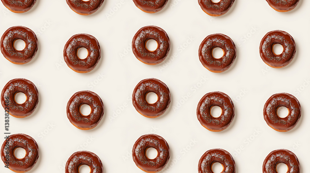 Poster Flatlay donuts pattern with white background