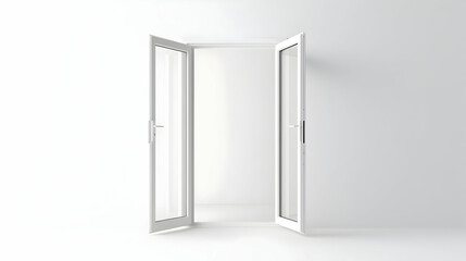 Open White Glass Doors On White Background