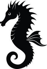 Elegant Seahorse Silhouette Vector & Marine Life Icon