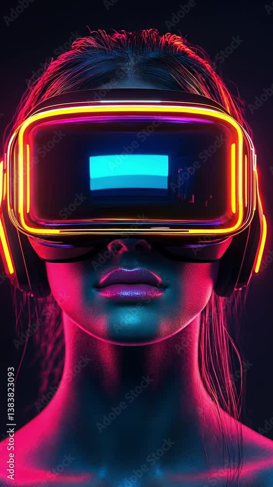 Aufkleber exploring a futuristic world with vibrant virtual reality technology at a high-tech backdrop