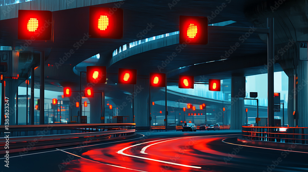 Poster Flyover road automatic sensing system with radar signal system, conceptual design for smart city commute transportation network