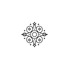 Geometric Compass Rose Icon: Minimalist Design on White