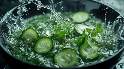 Fresh green cucumber gazpacho