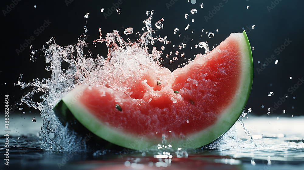 Poster Fresh watermelon exploding with juice