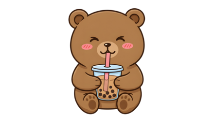 Cute capybara with bubble tea cartoon