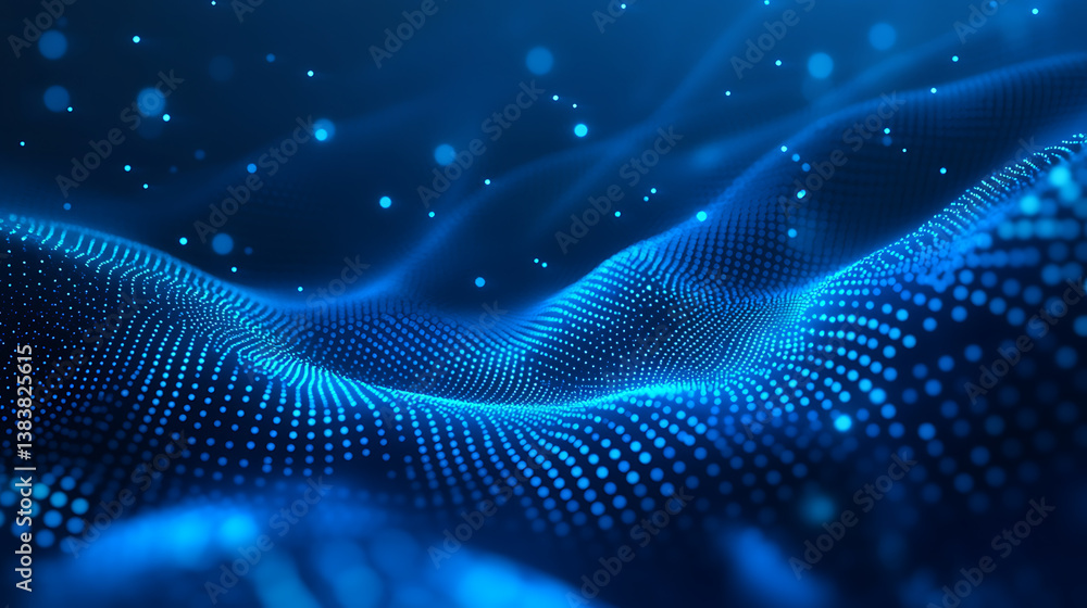 Poster Abstract blue gradient background with geometric shapes and dots for modern design