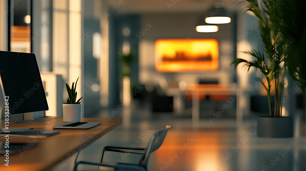 Aufkleber abstract blurred office interior room, blurry working space with defocused effect, use for backgroun