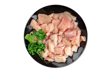 Chicken meat raw pieces meat poultry fresh gourmet food background on table rustic food top view copy space