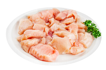 Chicken meat raw pieces meat poultry fresh gourmet food background on table rustic food top view copy space