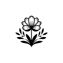Minimalist Black Flower Logo Design on White Background