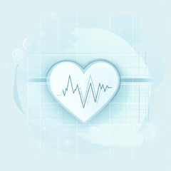 A minimalist medical chart with heart rate and basic vital statistics, in soft blue tones