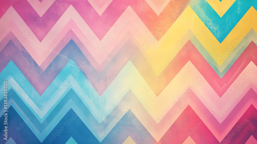 Poster abstract pastel and colorful zigzag pattern as background