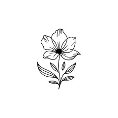 Minimalist Floral Line Art - Black & White Flower Illustration