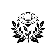 Floral Emblem: Minimalist Black and White Design