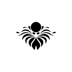 Elegant Floral Emblem: Black & White Minimalist Design
