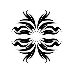 Abstract Tribal Ornament - Black Vector Design on Light Gray