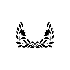 Minimalist Floral Crest: Black & White Botanical Illustration