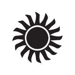 Stylized Sun Icon with Sharp Radial Rays – Monochrome Celestial Symbol