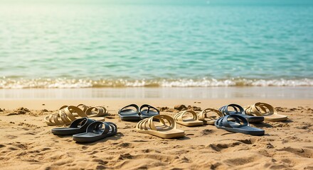 Obraz premium Golden Hour Beachfootprints AI Generated