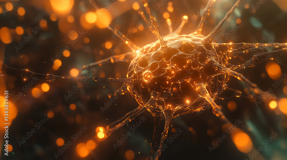 Poster ai brain like structure with neurons and synapses firing and connecting in intricate patterns