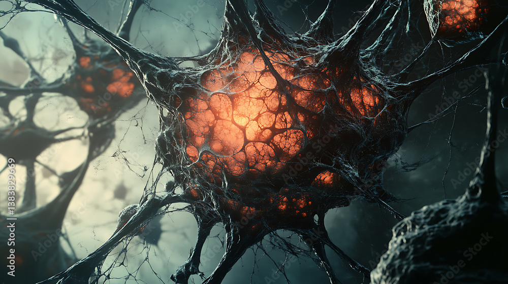 Poster ai brain like structure with neurons and synapses firing and connecting in intricate patterns
