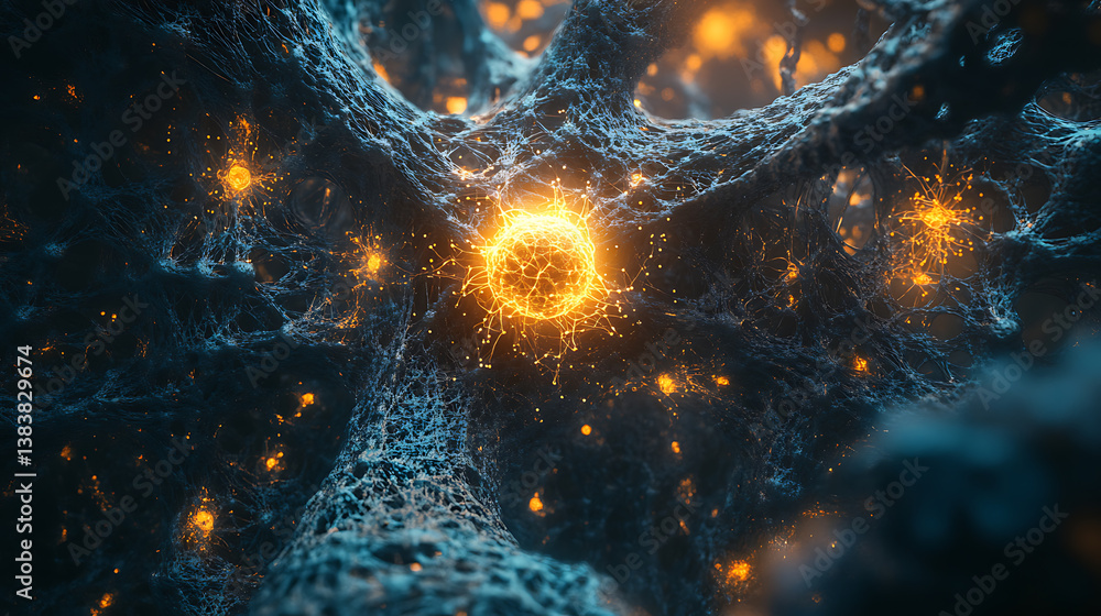 Leinwandbilder ai brain like structure with neurons and synapses firing and connecting in intricate patterns