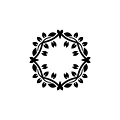 Elegant Floral Wreath Logo Design, Minimalist Black & White Ornament