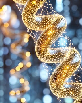 Gradient mesh revival design trends, Abstract representation of a glowing DNA helix structure. Gradient UI design, mesh poster revival