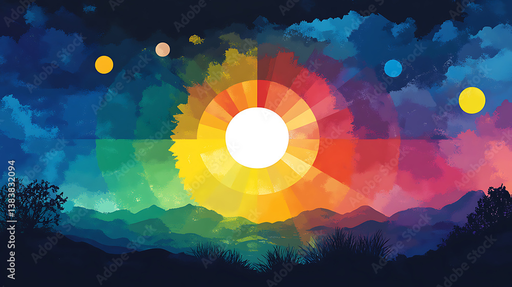 Poster An illustration set of color theory with complementary and secondary tones