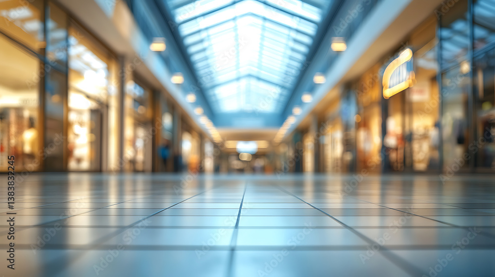 Aufkleber An image of an empty shopping mall in blurred background