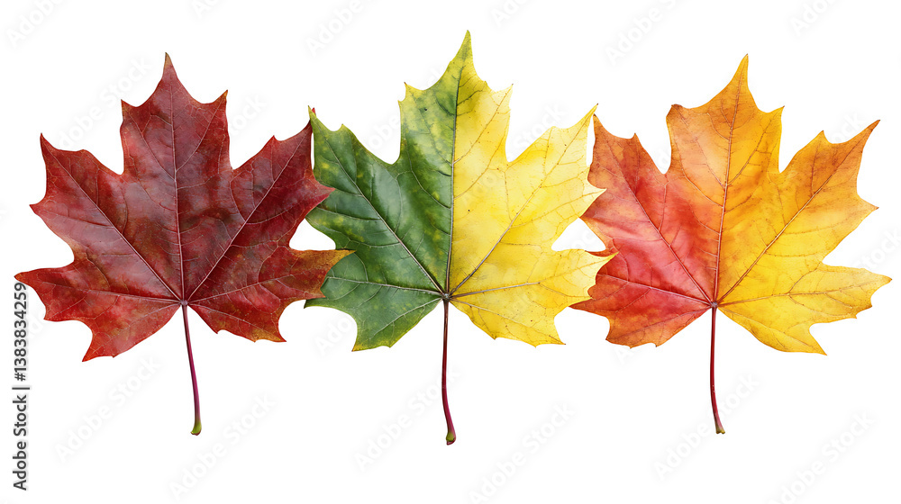 Poster autumn background with colored maple leaves framed, isolated on a white background