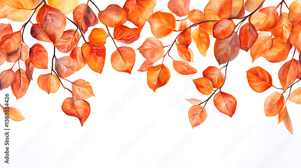 Poster autumn background with colored maple leaves framed, isolated on a white background