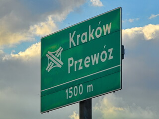 Znak drogowy węzeł Kraków-Przewóz