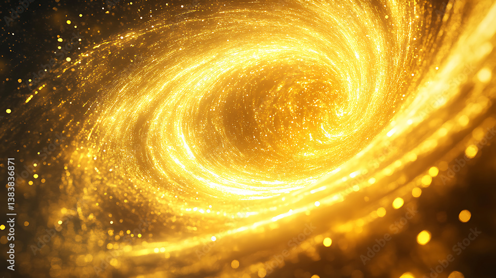 Poster Big data visualization with spinning vortex of light particles, abstract data backgrounds