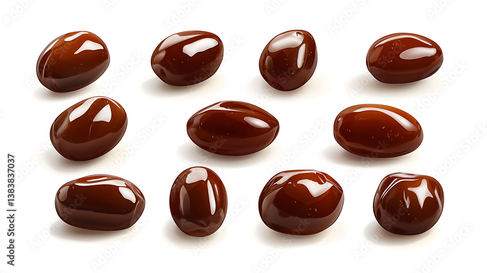 Aufkleber Big set of fresh dates isolated on white background, package design elements with clipping path