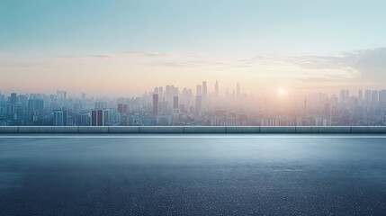 Fototapeta premium Blank billboard on road with cityscape background, mock up