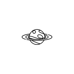 Minimalist Planet Icon: Line Art Space Illustration