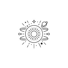Minimalist Sun & Space Icon: Celestial Illustration