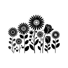 Black & White Floral Silhouette: Minimalist Garden Illustration