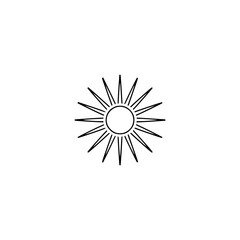 Fototapeta premium Minimalist Sun Icon, Black Outline on White, Summer Concept