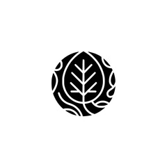 Minimalist Black Leaf in Circle Logo Design
