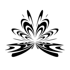 Black Abstract Floral Design on Gray Background