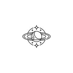 Minimalist Saturn Icon: Space, Stars, and Planet Design
